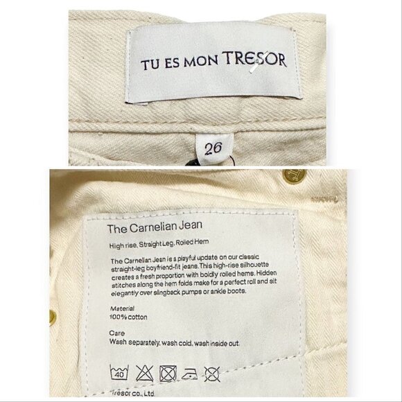 New With Tag TU ES MON TRESOR high-rise turn-up jeans, Size 26 - Picture 13 of 16